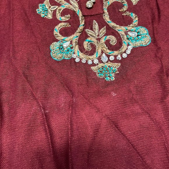Agha Noor Embroidered Formal Dress Suit Pakistani Indian Maroon Size Small 47 R3 - Picture 7 of 10